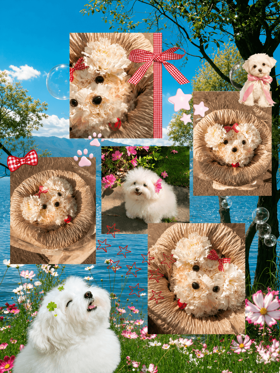 Puppy bouquet with carnation flowers - hoa sinh nhat cam chuong cun con Flocaa