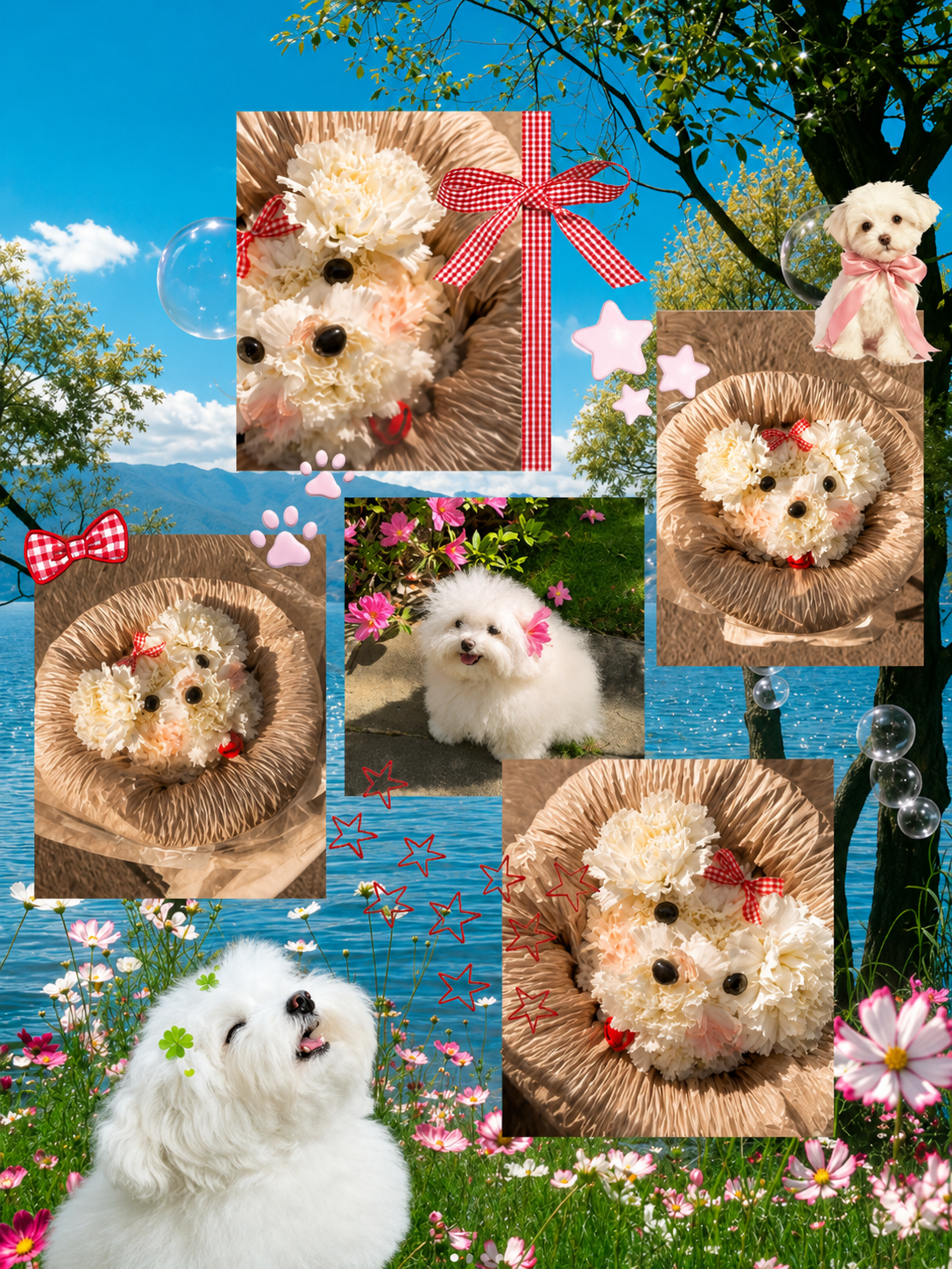 Puppy bouquet with carnation flowers - hoa sinh nhat cam chuong cun con Flocaa